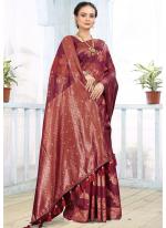 Top Dyed Silk Purple Festival Wear Weaving Saree